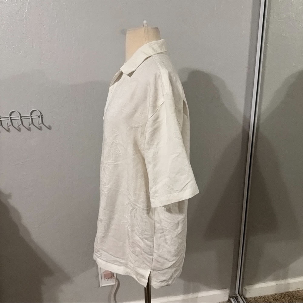 Mens White Button Up with Beach Pattern - Picture 6 of 9